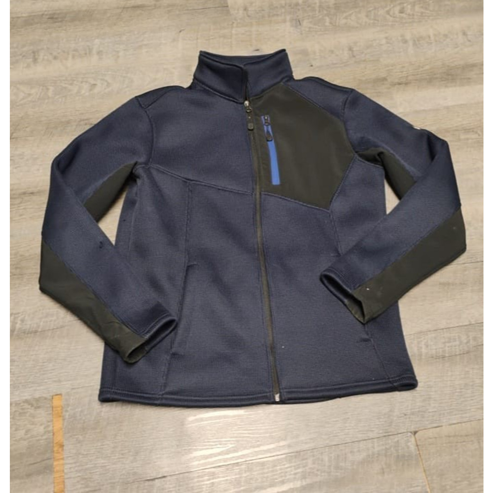 Mens Swiss Tech Fleece Lined Full Zip Soft Shell Blue Jacket Size small 34-36